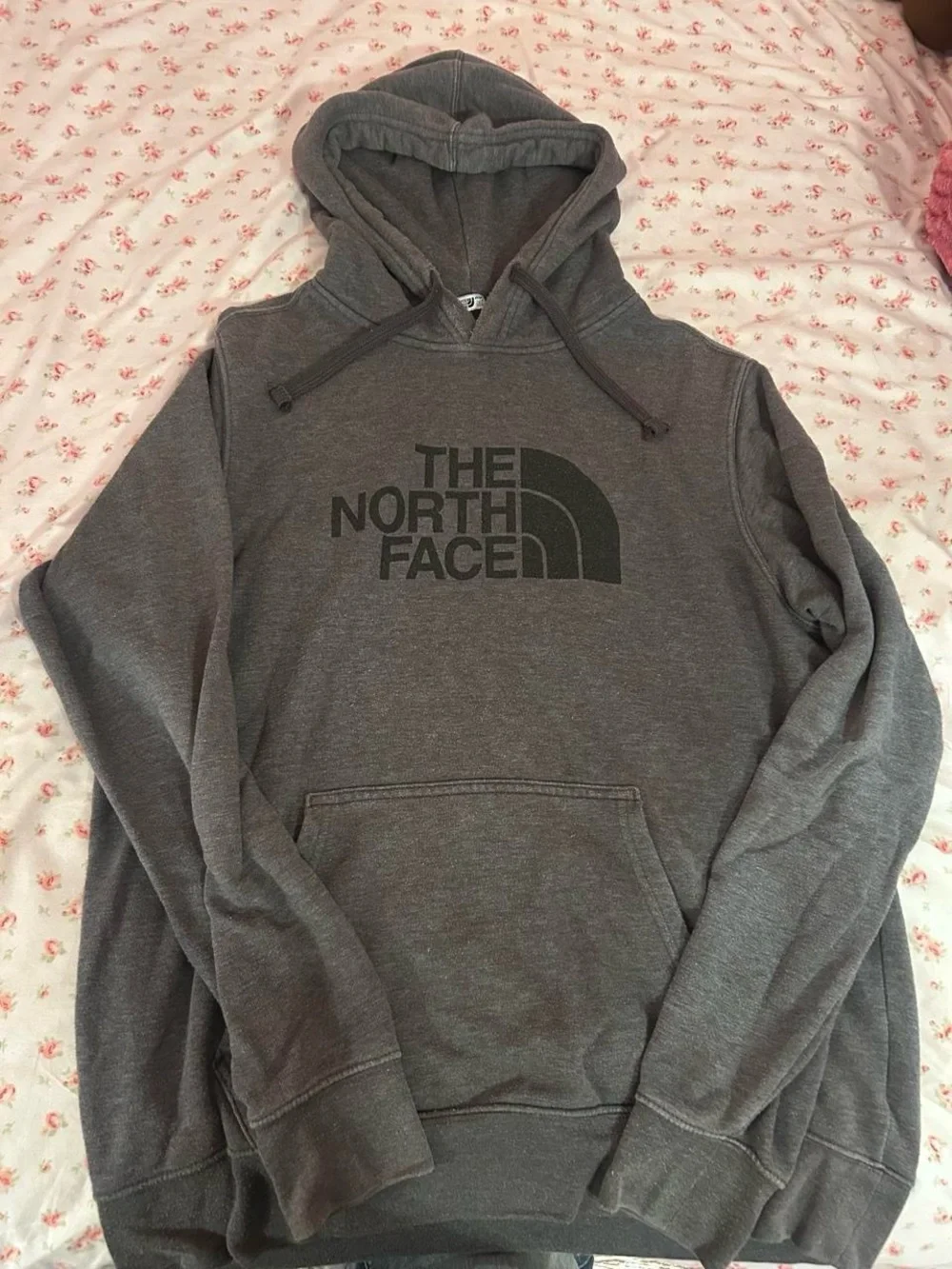 The North Face Charcoal Pullover Hoodie with Logo Tag